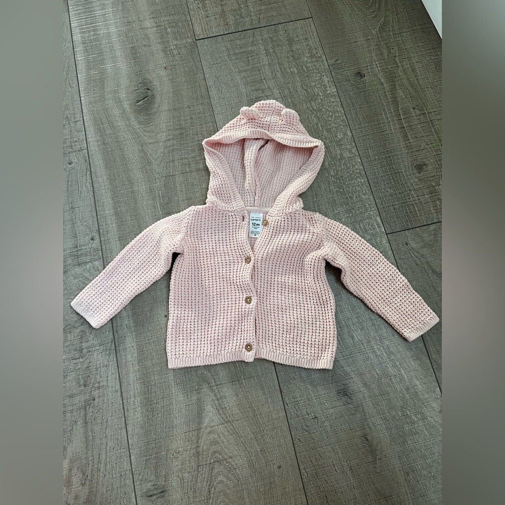 Carter's Baby Pink Hooded Cardigan 12 Months